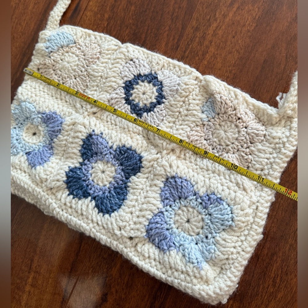 Handmade Crochet Granny Square Flower Crossbody Bag Boho Grannycore Cottagecore - Picture 6 of 7